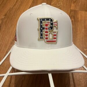 Perfect Game PG Hat Cap Flat Brim USA Flag Patch S/M Flexfit Golf